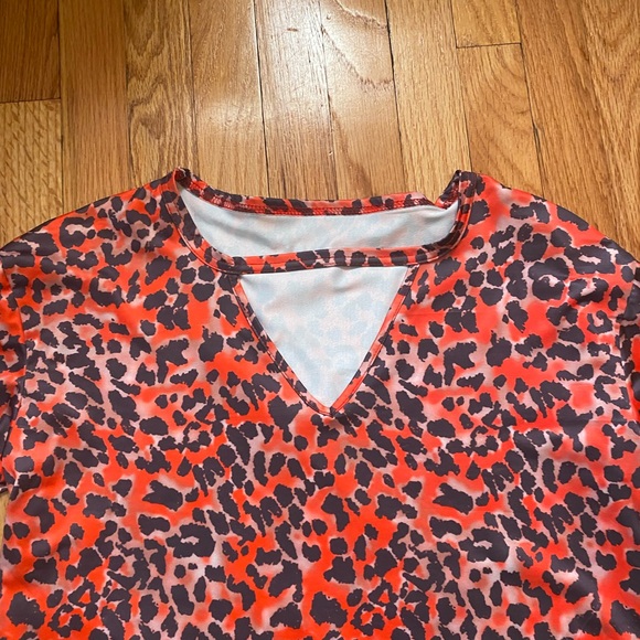 Shein Orange Cheetah Print Top - Picture 2 of 3